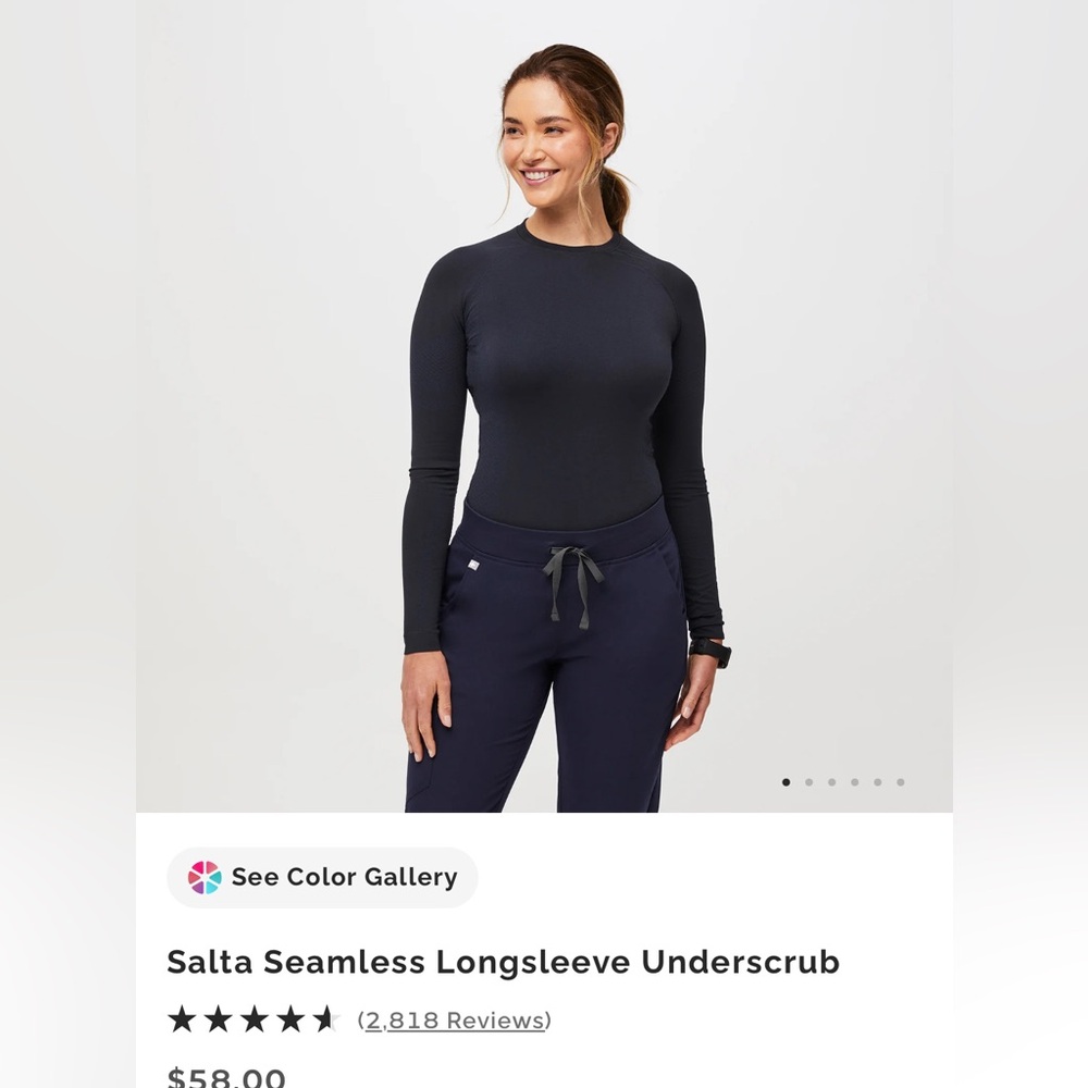 FIGS Navy salta Seamless Longsleeve Underscrub